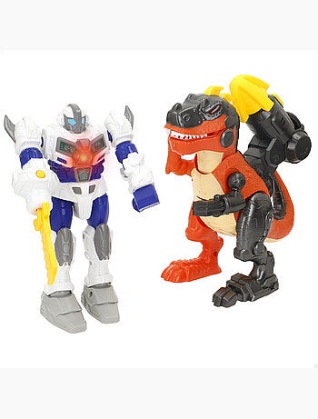 Set di giocattoli robot vs. Dinosauro con assortimento di luci e suoni colorbaby