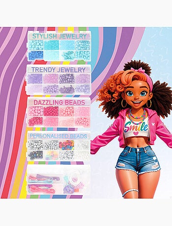 Set di gioielli creativi con perline colorate e accessori beauty love