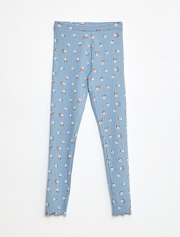 Set di leggings a coste 1 stampato e 1 tinta unita - 2 pezzi