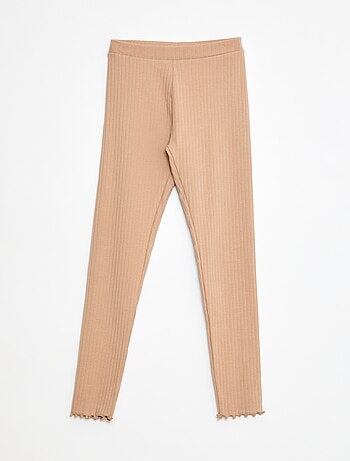 Set di leggings a coste 1 stampato e 1 tinta unita - 2 pezzi