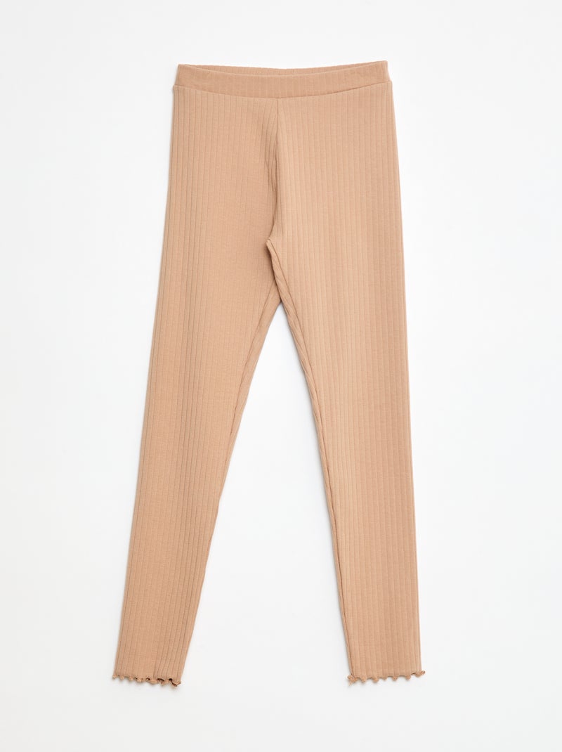 Set di leggings a coste 1 stampato e 1 tinta unita - 2 pezzi Beige - Kiabi