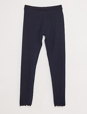 Set di leggings a coste 1 stampato e 1 tinta unita - 2 pezzi