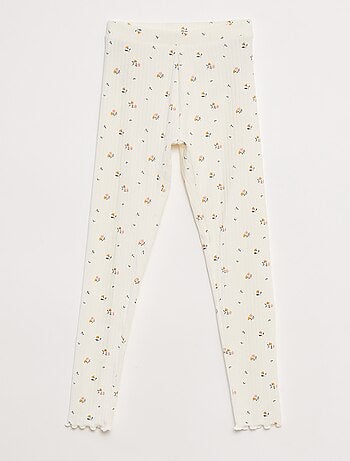 Set di leggings a coste 1 stampato e 1 tinta unita - 2 pezzi