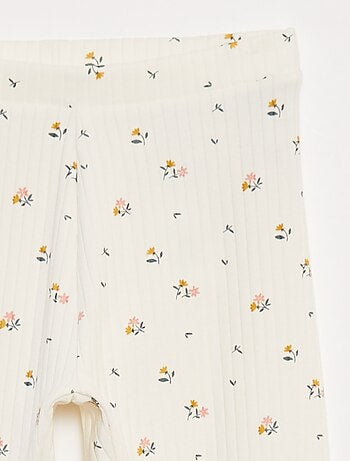 Set di leggings a coste 1 stampato e 1 tinta unita - 2 pezzi