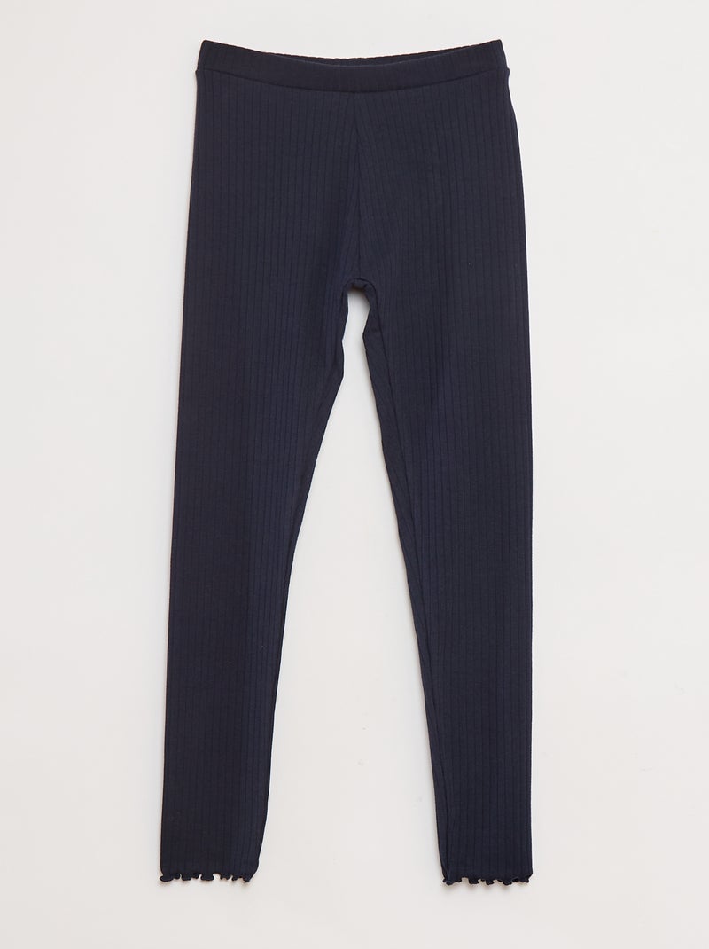 Set di leggings a coste 1 stampato e 1 tinta unita - 2 pezzi Blu - Kiabi