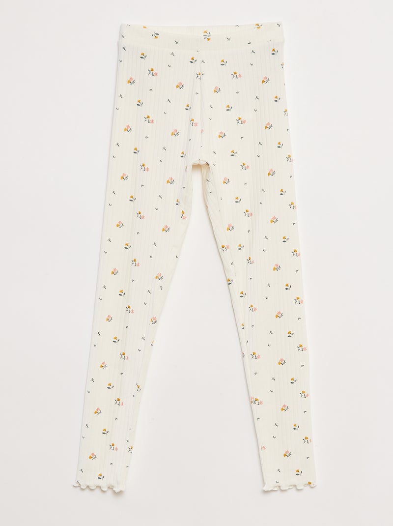 Set di leggings a coste 1 stampato e 1 tinta unita - 2 pezzi Blu - Kiabi