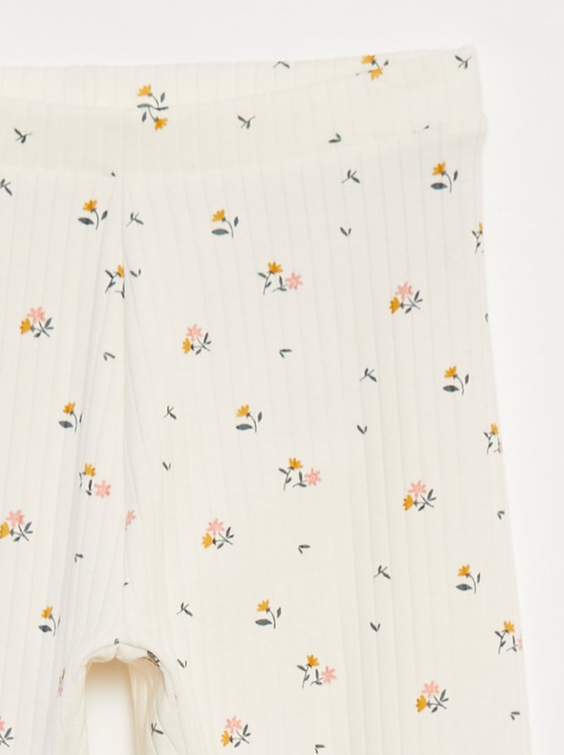Set di leggings a coste 1 stampato e 1 tinta unita - 2 pezzi Blu - Kiabi