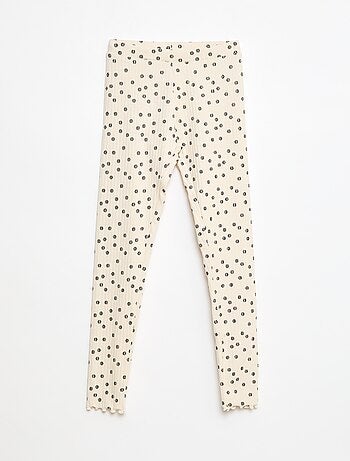 Set di leggings a coste 1 stampato e 1 tinta unita - 2 pezzi