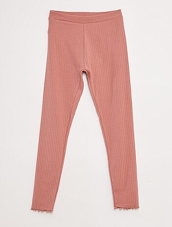 Set di leggings a coste 1 stampato e 1 tinta unita - 2 pezzi