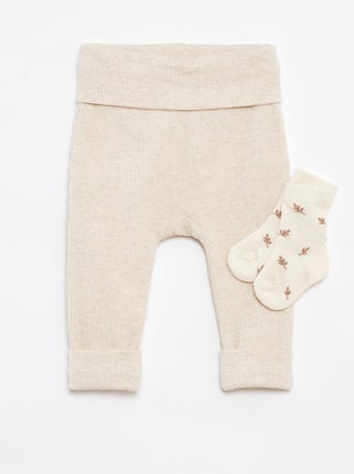 Set di leggings a coste + calzini - 2 pezzi