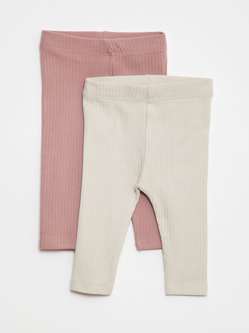 Set di leggings a coste lunghi - 2 pezzi Beige - Kiabi