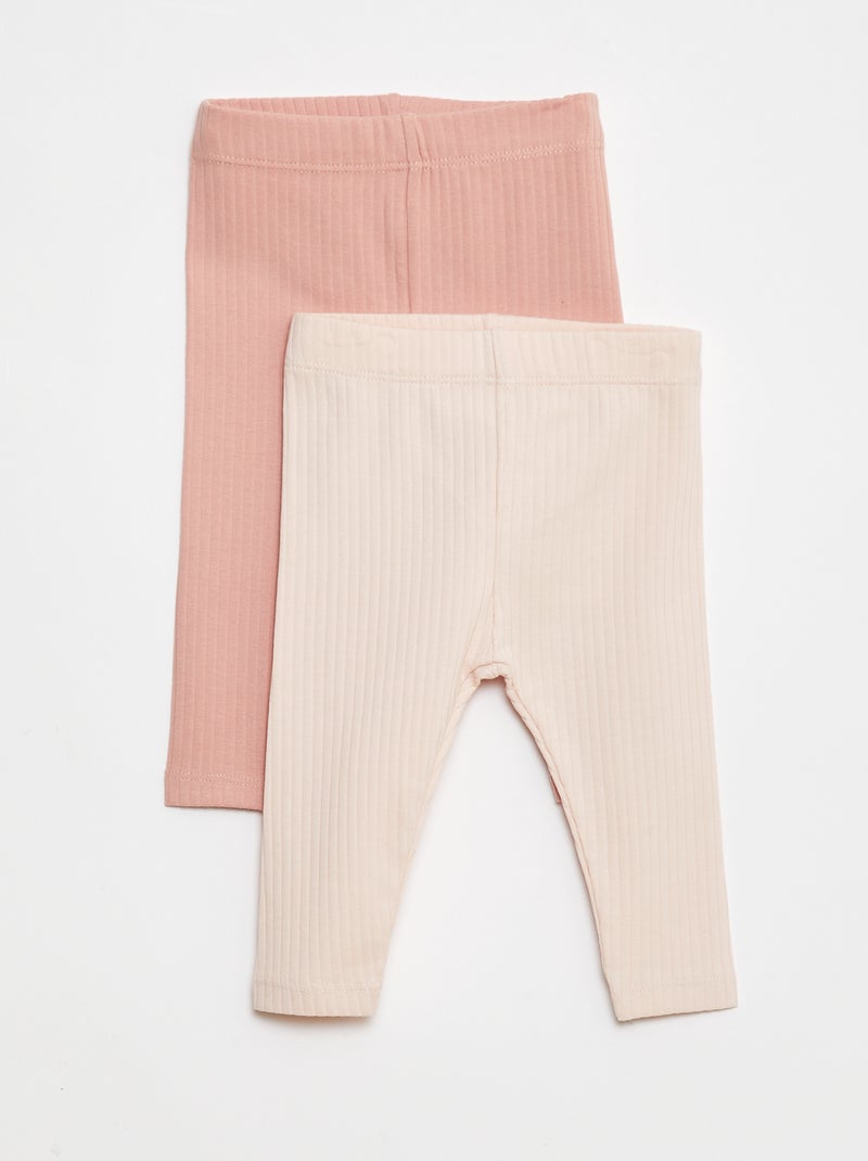 Set di leggings a coste lunghi - 2 pezzi Rosa - Kiabi