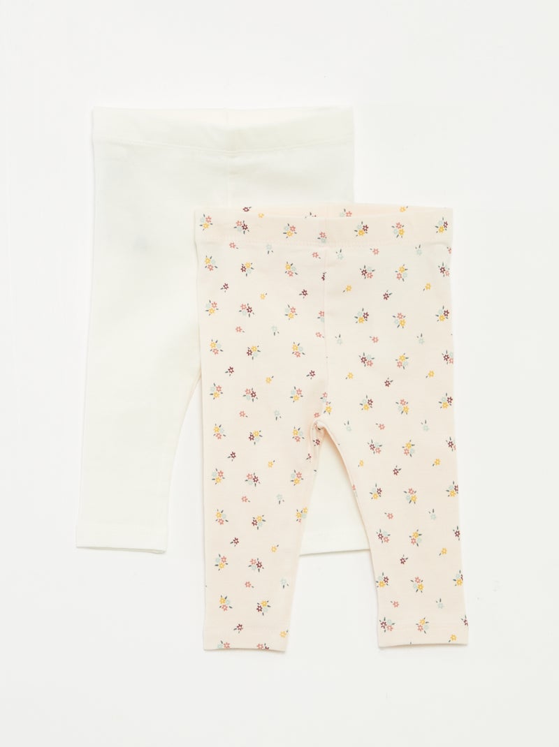 Set di leggings lunghi 1 con stampa all over / 1 tinta unita Bianco - Kiabi