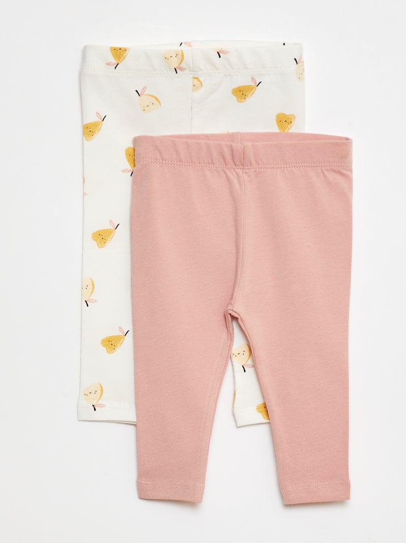 Set di leggings lunghi 1 con stampa all over / 1 tinta unita Rosa - Kiabi