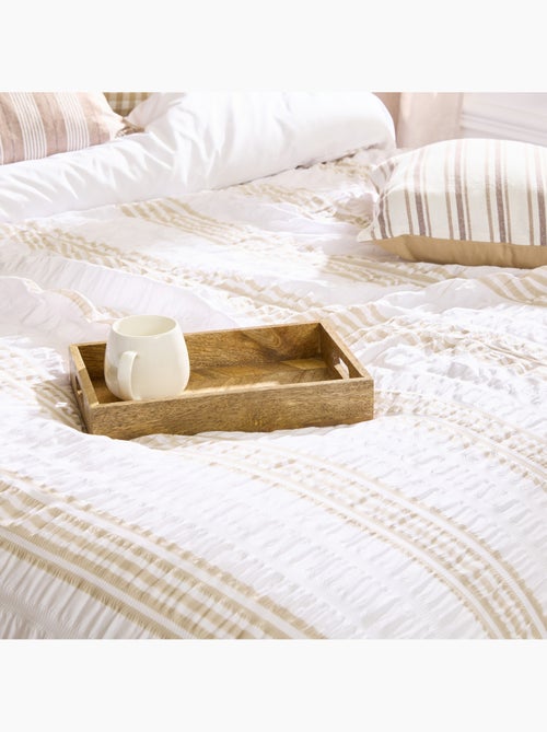 Set di lenzuola a righe bianche e beige 240x220cm - Kiabi Set di lenzuola a righe bianche e beige 240x220cm - Kiabi