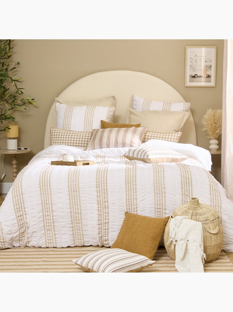 Set di lenzuola a righe bianche e beige 240x220cm Bianco - Kiabi