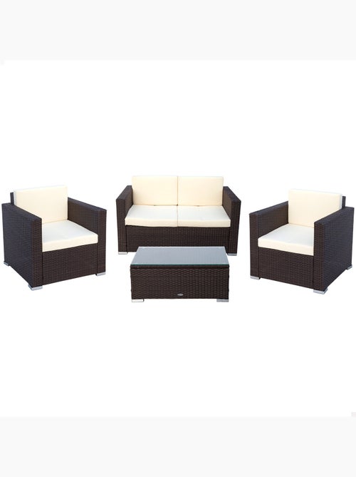 Set di mobili da giardino con poltrone in rattan, divano e tavolino da caffè aktive - Kiabi Set di mobili da giardino con poltrone in rattan, divano e tavolino da caffè aktive - Kiabi