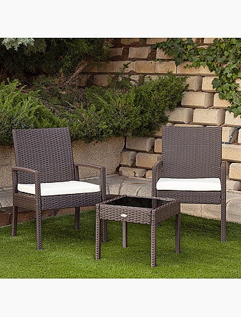 Set di mobili da giardino con poltrone in rattan e tavolo aktive