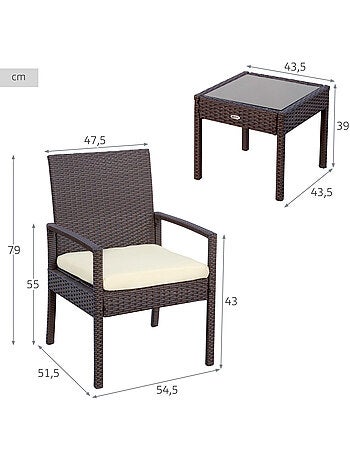 Set di mobili da giardino con poltrone in rattan e tavolo aktive