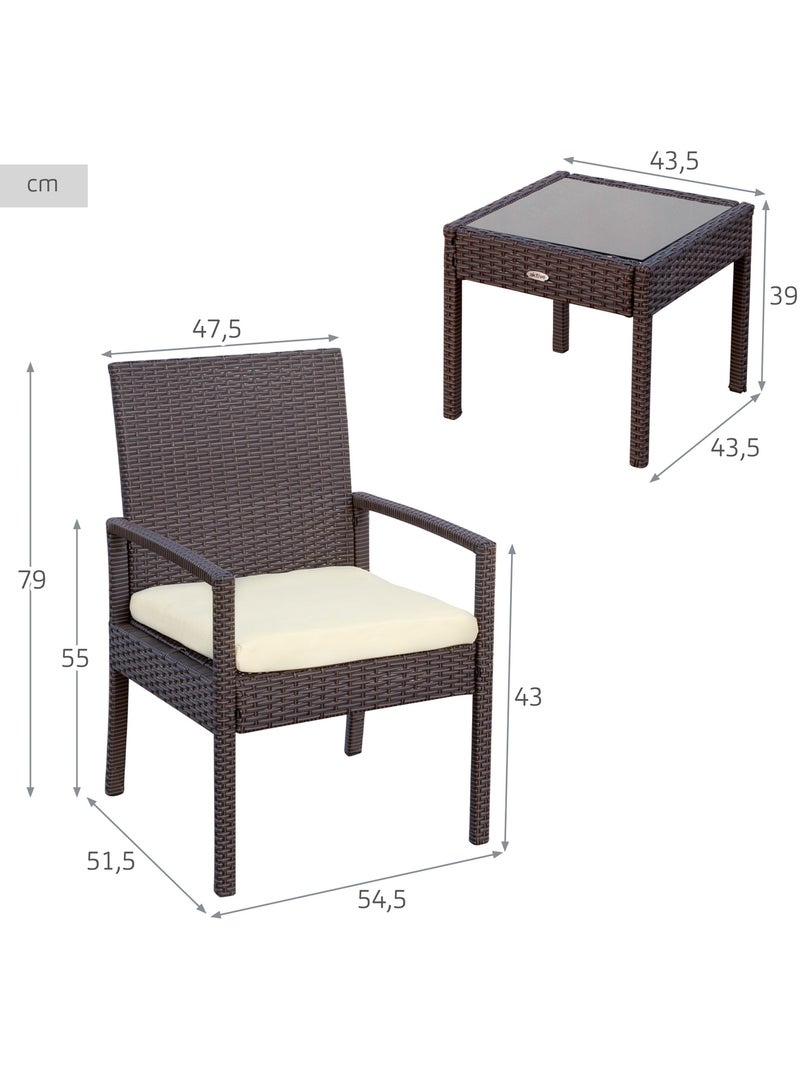 Set di mobili da giardino con poltrone in rattan e tavolo aktive Marrone/ Marrone - Kiabi