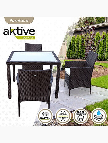 Set di mobili da giardino con sedie in rattan e tavolo aktive