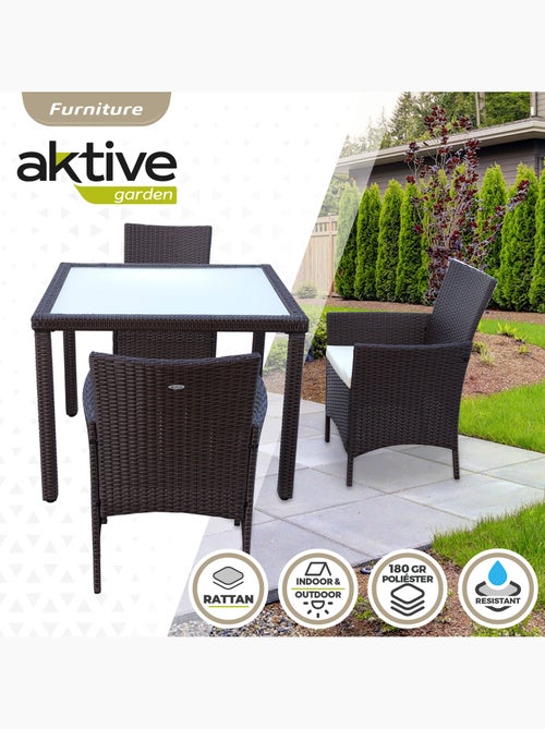 Set di mobili da giardino con sedie in rattan e tavolo aktive - Kiabi Set di mobili da giardino con sedie in rattan e tavolo aktive - Kiabi