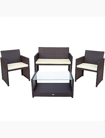 Set di mobili da terrazza in rattan: 3 poltrone e 1 tavolo aktive