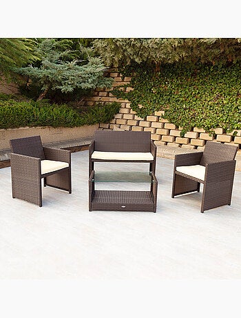 Set di mobili da terrazza in rattan: 3 poltrone e 1 tavolo aktive