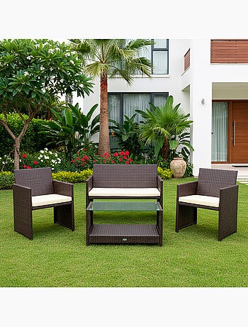Set di mobili da terrazza in rattan: 3 poltrone e 1 tavolo aktive