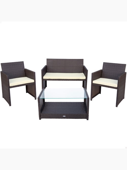 Set di mobili da terrazza in rattan: 3 poltrone e 1 tavolo aktive - Kiabi Set di mobili da terrazza in rattan: 3 poltrone e 1 tavolo aktive - Kiabi