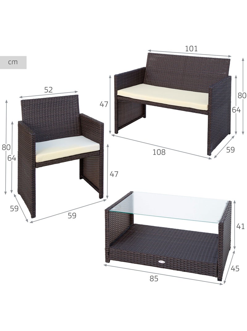 Set di mobili da terrazza in rattan: 3 poltrone e 1 tavolo aktive Marrone/ Marrone - Kiabi
