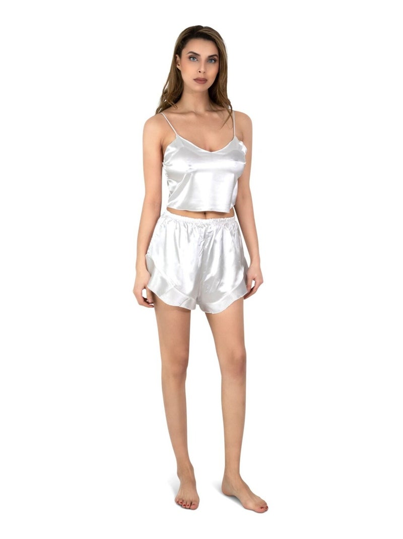 Set di pantaloncini in raso fluido Kebello Bianco - Kiabi