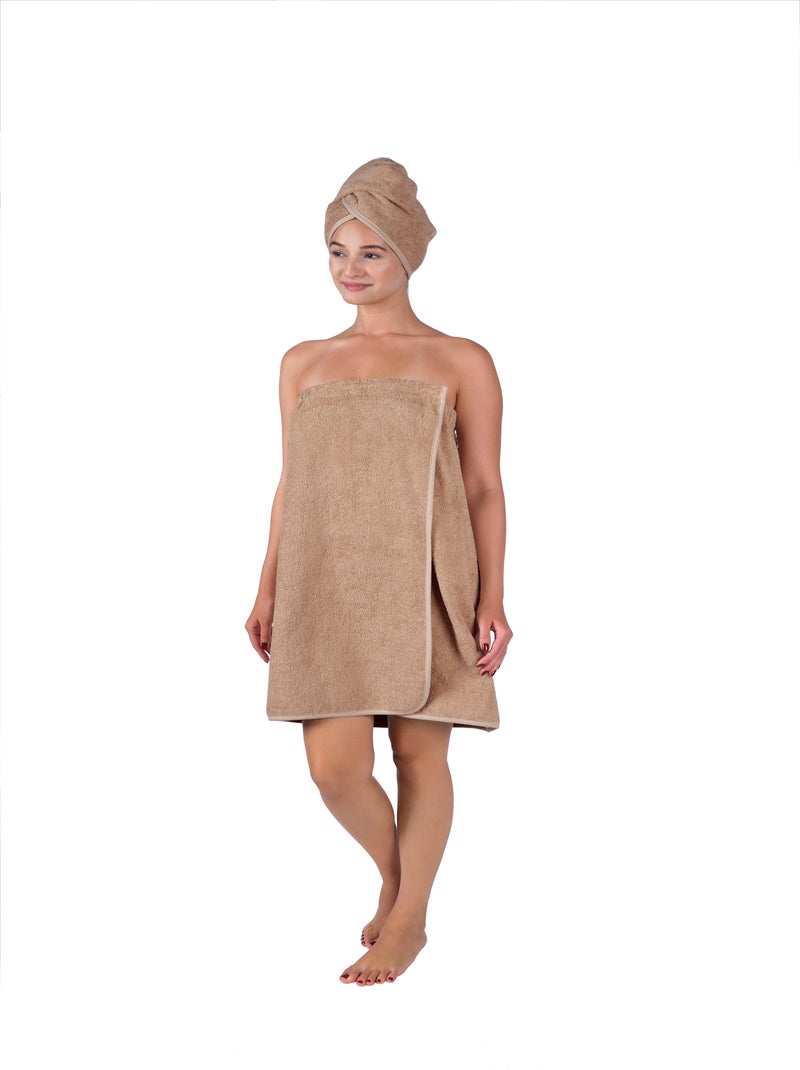 Set di pareo e asciugamani per capelli Beige - Kiabi
