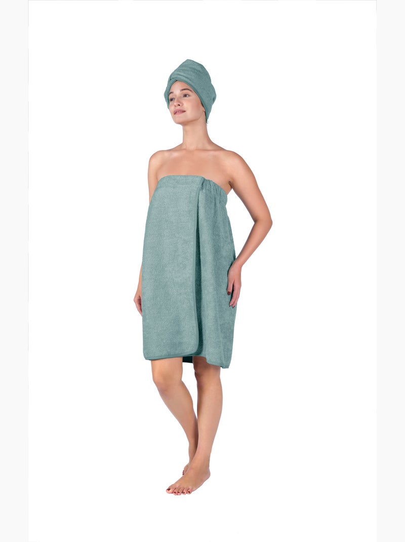 Set di pareo e asciugamani per capelli Verde acqua - Kiabi