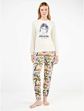Set di pigiama frida kahlo in tessuto all-over