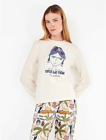 Set di pigiama frida kahlo in tessuto all-over