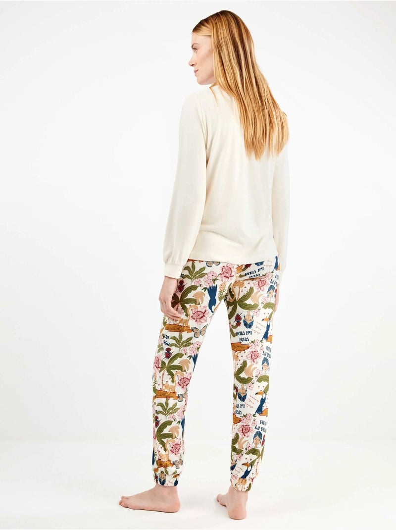 Set di pigiama frida kahlo in tessuto all-over Ecru - Kiabi