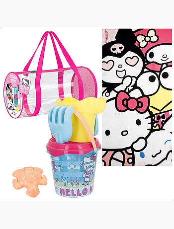 Set di secchielli da spiaggia hello kitty con accessori asciugamano e borsa