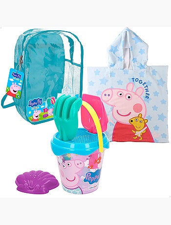 Set di secchielli da spiaggia peppa pig con zaino e poncho accessoriati