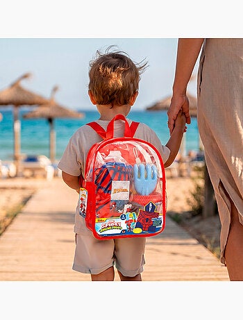 Set di secchielli da spiaggia spidey con zaino e poncho accessoriati