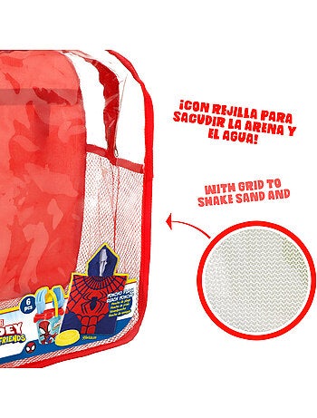 Set di secchielli da spiaggia spidey con zaino e poncho accessoriati