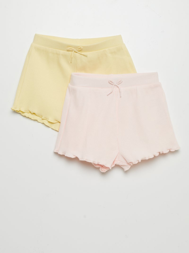 Set di shorts a coste - 2 pezzi GIALLO - Kiabi