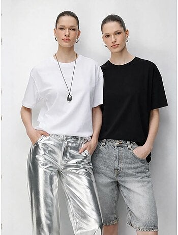 Set di t-shirt a due pezzi oversize a coste con girocollo mixray