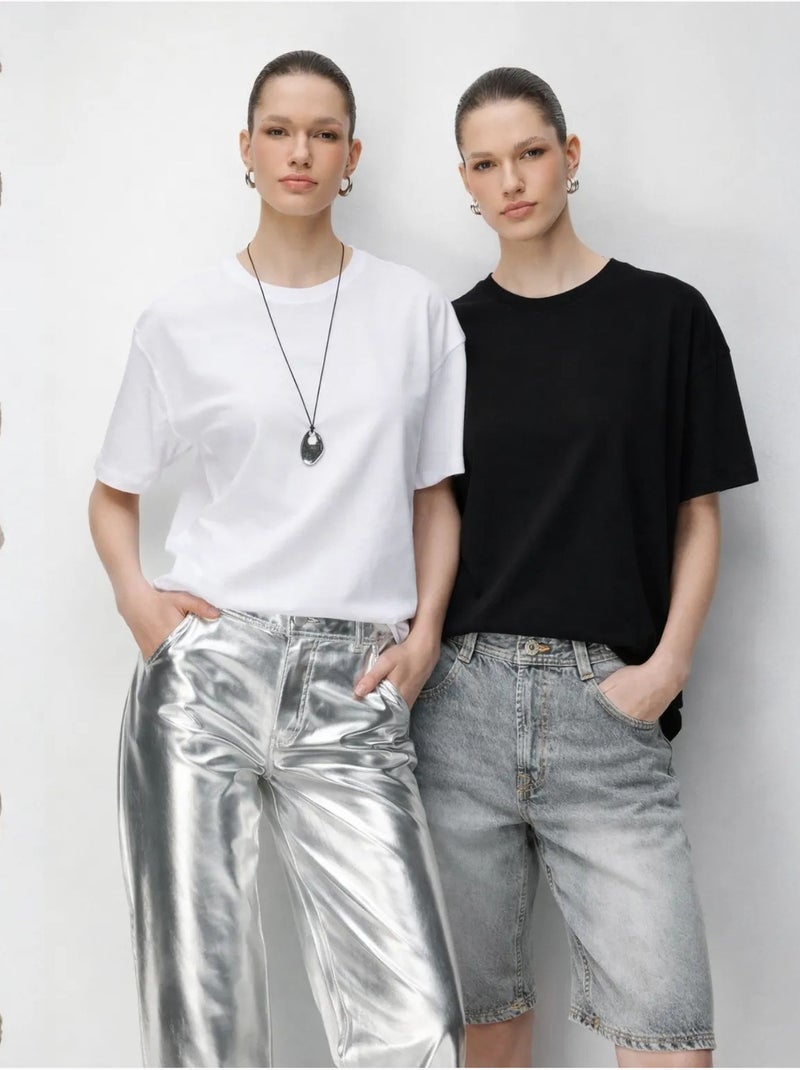 Set di t-shirt a due pezzi oversize a coste con girocollo mixray Multicolore - Kiabi