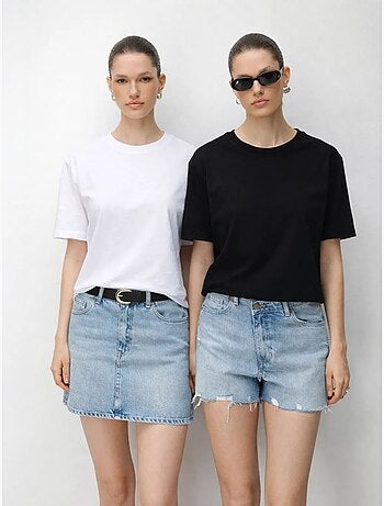 Set di t-shirt a due pezzi oversize a coste con girocollo mixray