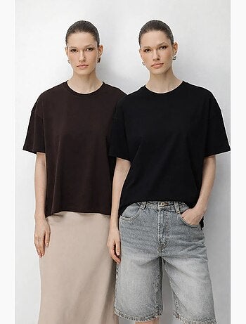 Set di t-shirt a due pezzi oversize a coste con girocollo mixray