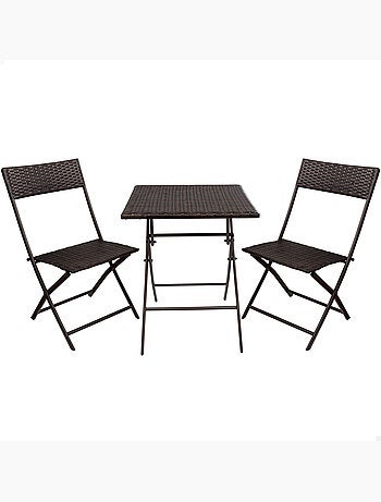 Set di tavolo e sedie pieghevoli in rattan per patio aktive