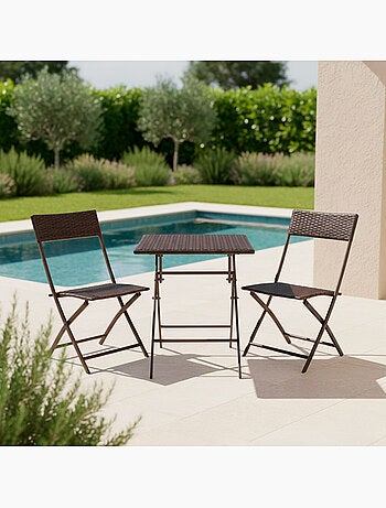 Set di tavolo e sedie pieghevoli in rattan per patio aktive