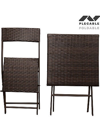 Set di tavolo e sedie pieghevoli in rattan per patio aktive