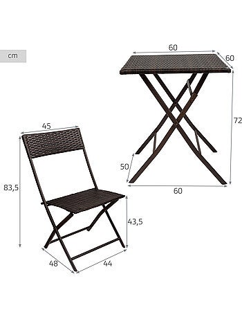 Set di tavolo e sedie pieghevoli in rattan per patio aktive